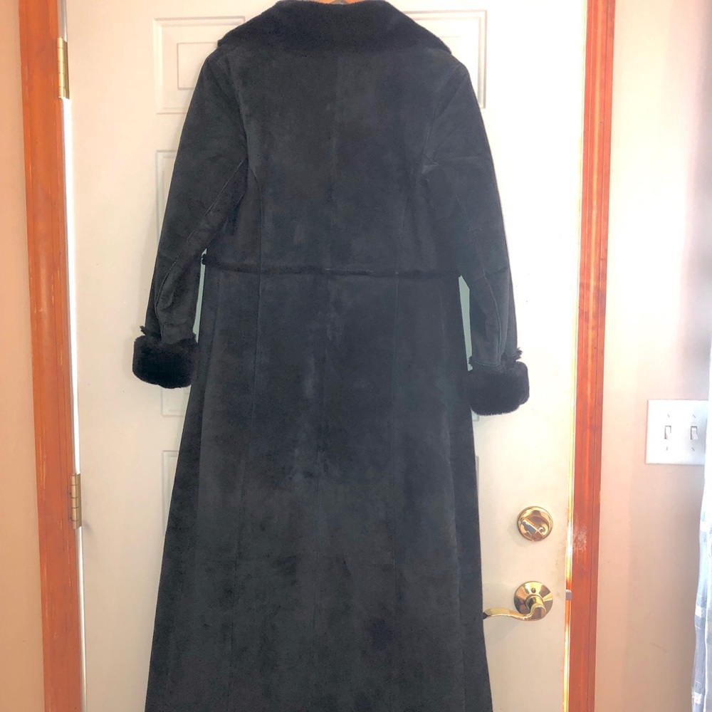 Full-length women’s coat.